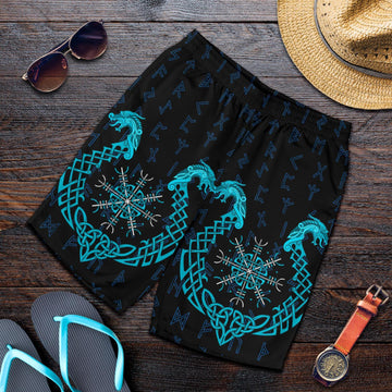 Viking Men's Shorts, Aegishjalmur Helm Of Awe Blue Edition RLT12