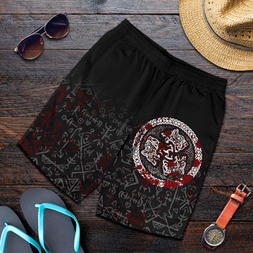Viking All Over Print Men's Shorts Fierce Blood Wolf Symbol Of A Viking Nordic RLT12