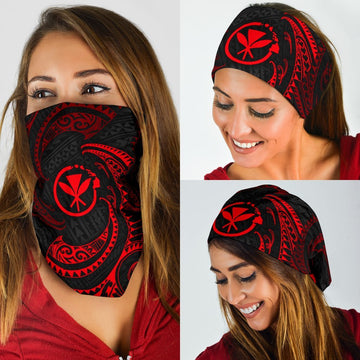 Polynesian Hawaii Bandana 3 - Pack - Red Tribal Wave