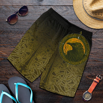 Viking Men's Shorts, Ethnic Odin Raven Gold RLT12