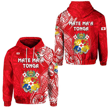 Tonga Hoodie Coat Of Arms Simple Vibes Bright Red LT8