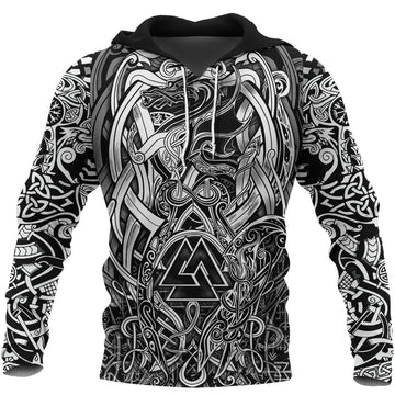 Viking Hoodie Valknut and Dragon Tattoo RLT12