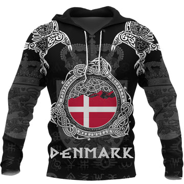Viking Denmark Style Double Raven of Odin Hoodie RLT12
