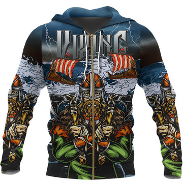 Viking Zip Hoodie 3D - Odin RLT12