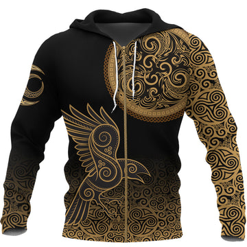 Viking Zip Hoodie - Triskele Raven Celtic RLT12