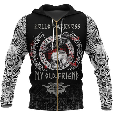 Viking Zip Hoodie - Raven and Skull RLT12