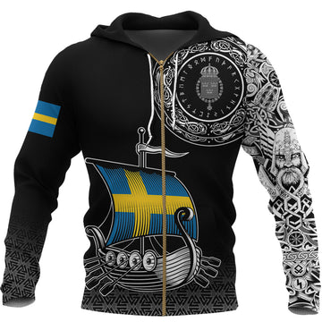 Viking Zip Hoodie - Swedish Drakkar RLT12