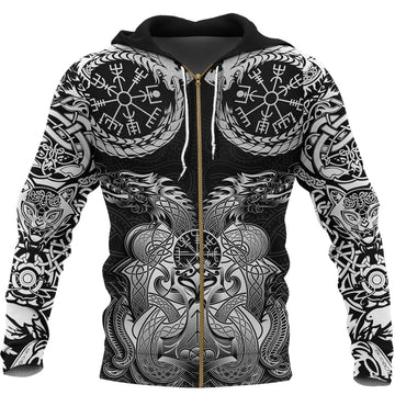 Viking Zip Hoodie - Dragon Tattoo RLT12