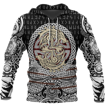 Viking Hoodie Fenrir Vikings Tattoo 3D RLT12