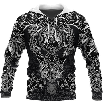 Viking Hoodie Fenrir and Skoll and Hati RLT12