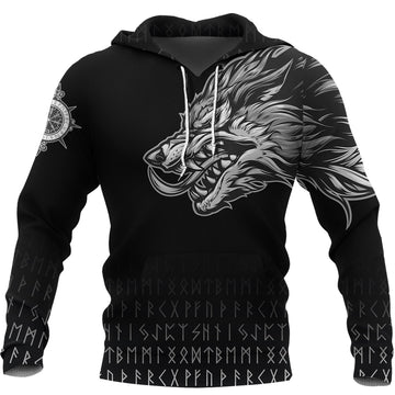 Viking Hoodie Fenrir Wolf Near Shoulder RLT12