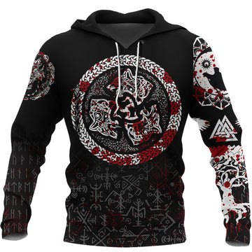 Viking Hoodie Fierce Blood Wolf Symbol Of A Viking Nordic RLT12