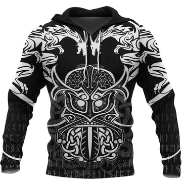 Viking Hoodie Njord and Dragon Tattoo RLT12