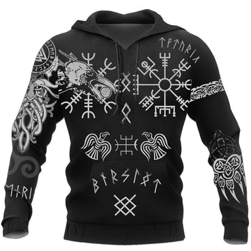 Viking Clothing Hugin and Munin Viking Tattoo Hoodie RLT12