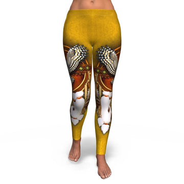 Owl Dreamcatcher Yellow Native American Design Leggings LT10