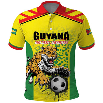 Custom Football Guyana Polo Shirt Golden Jaguars LT01
