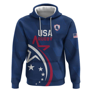 USA 2024 Rugby Hoodie Soar Like an Eagle Blue Version LT01