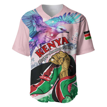 Personalized Kenya Independence Day Baseball Jersey with Lilac Breasted Roller - Unique Version LT01