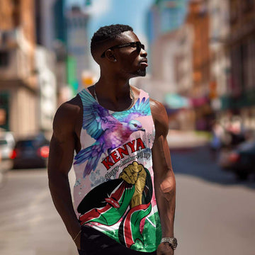 Personalized Kenya Independence Day Men Tank Top with Lilac Breasted Roller - Unique Version LT01