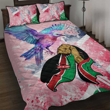 Kenya Independence Day Quilt Bed Set with Lilac Breasted Roller - Unique Version LT01