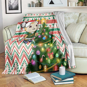 South Africa Rugby Christmas Blanket with Cute Springbok and Christmas Tree LT01