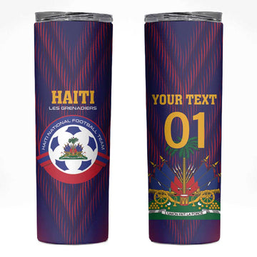 Custom Afro Haiti Football Skinny Tumbler Come On Les Grenadiers LT01