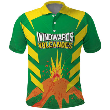 Custom Cricket Windwards Volcanoes Polo Shirt All The Best LAVA Boys LT01