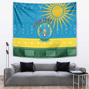 Personalized Rwanda Tapestry Coat of Arms With African Pattern LT01