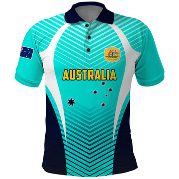 Personalised Australia Soccer Polo Shirt Matildas Sporty Turquoise Version LT01