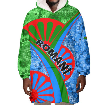 International Romani Day 2024 Wearable Blanket Hoodie Gypsy Pattern Tribal LT01