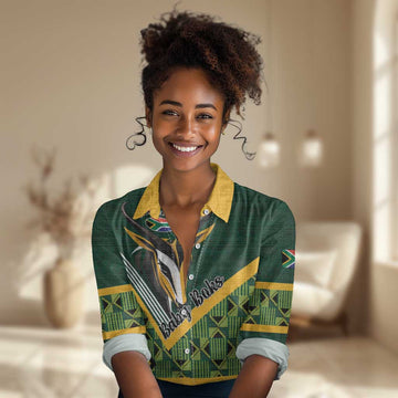 Custom Rugby South Africa Women Casual Shirt Baby Boks Go Champions LT01