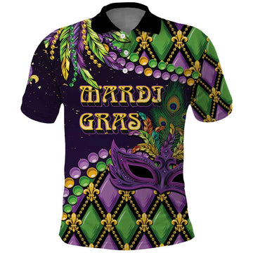 Personalized Mardi Gras Polo Shirt Luxury Mask Fleur De Lis LT01
