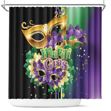 Mardi Gras Shower Curtain Carnival Feathers Masks LT01