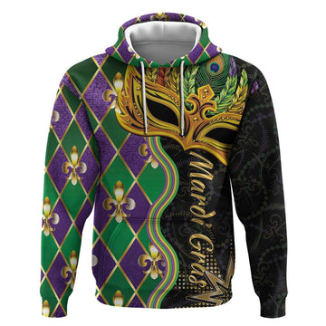 Personalized Mardi Gras Hoodie Gold Mask Unique Style LT01