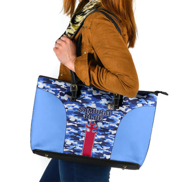Japan Football Leather Tote Bag Come On Samurai Blue LT01