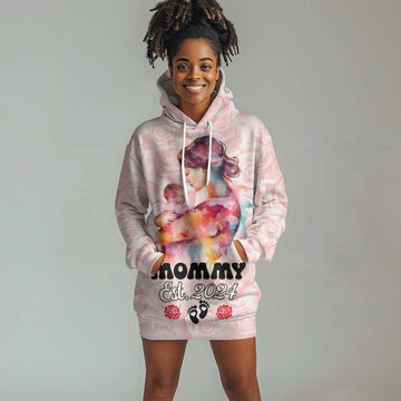 Happy Mother Day Hoodie Dress Mommy Est 2024 LT01