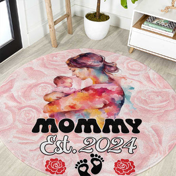 Happy Mother Day Round Carpet Mommy Est 2024 LT01