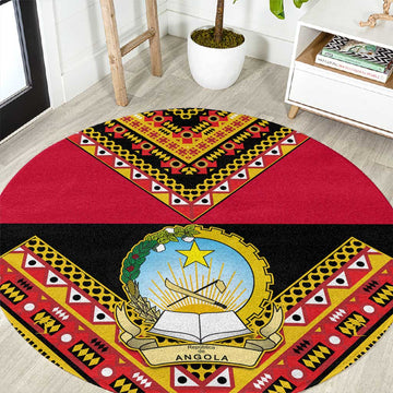 Angola Independence Day Round Carpet with Coat of Arms and Samakaka Pattern LT01