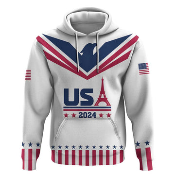 Custom USA 2024 Eiffel Tower Hoodie United States Summer Sport LT01
