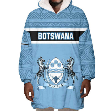 Personalized Botswana Wearable Blanket Hoodie with Tswana Pula and African Pattern LT01