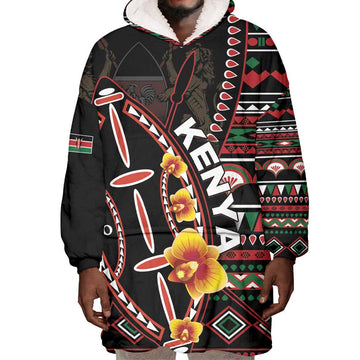 Personalized Kenya Wearable Blanket Hoodie Jamhuri Day, Kenya Shield LT01
