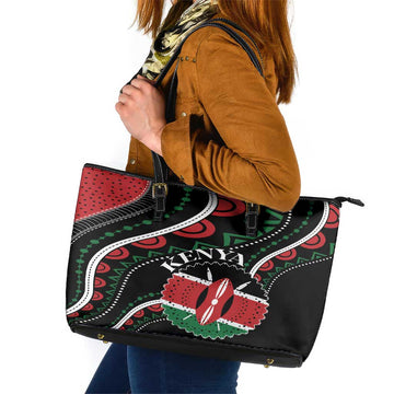 Kenya Leather Tote Bag Harambee African Pattern LT01