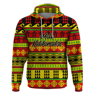 Custom Hawaii Christmas Hoodie Hawaiian Quilt Pattern Reggae Version LT01
