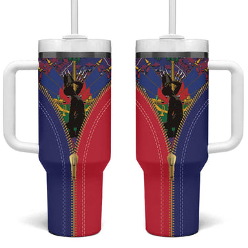 Afro Haiti Heritage Month Tumbler With Handle Zipper Stylized LT01