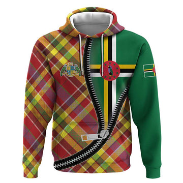Dominica Creole Day Hoodie Madras Pattern Zipper Stylized LT01
