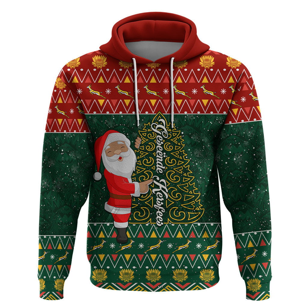 Custom South Africa Christmas Hoodie Geseende Kersfees Santa Claus African Pattern LT01