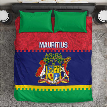 Mauritius Independence Day Bedding Set with Stella Clavisque Maris Indici and Floral Pattern LT01