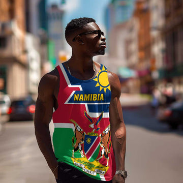Namibia Independence Day Men Tank Top with Coat of Arms in Unique Style LT01