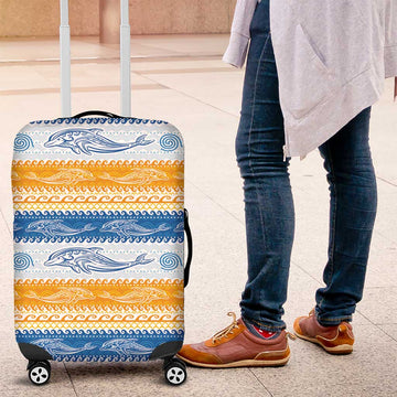 Anguilla Dolphins Pattern Luggage Cover Orange And Blue LT01