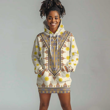 Enkutatash Dashiki Adey Abeba Pattern Hoodie Dress LT01
